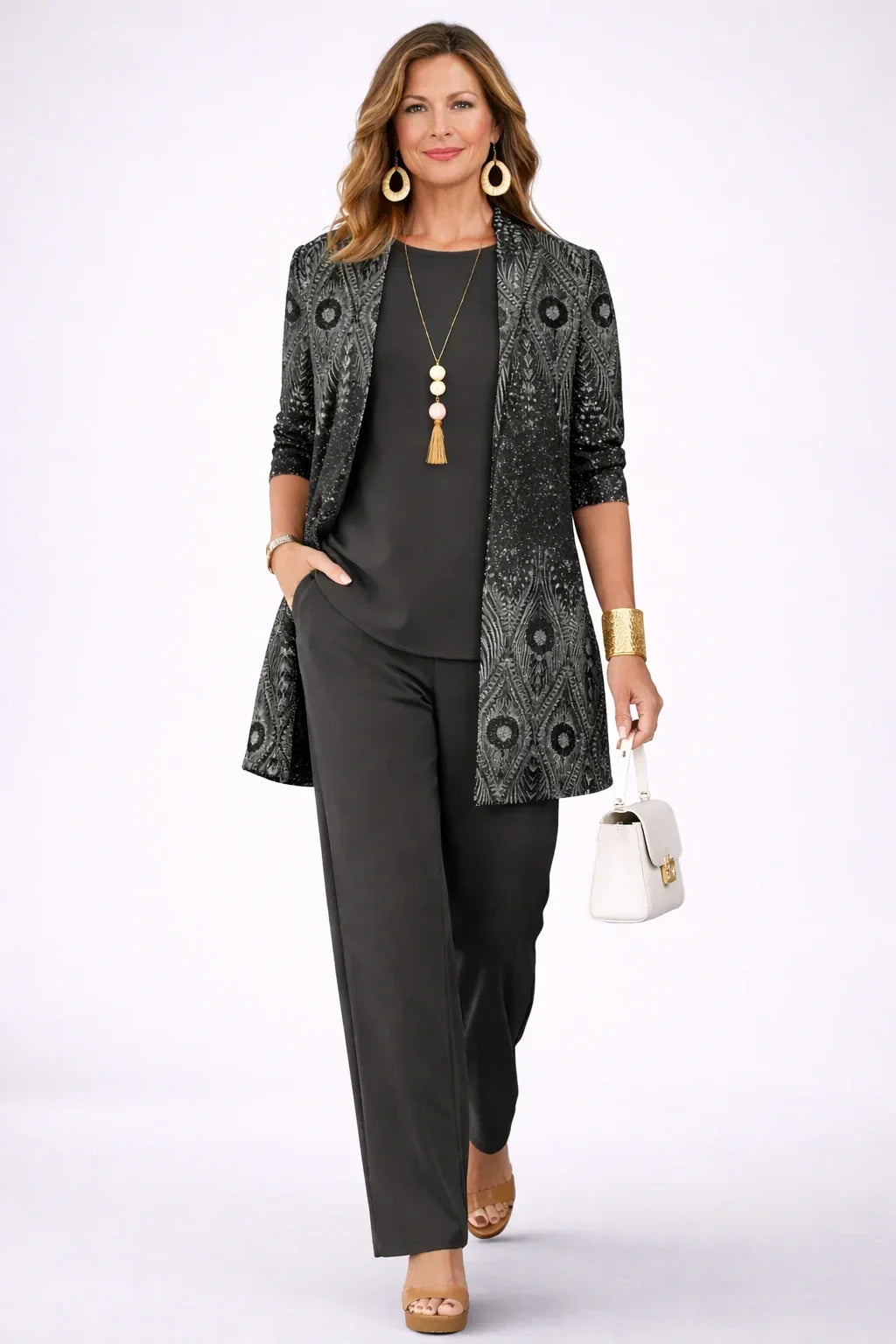 Vera | Black &amp; Silver Paisley Three-Piece Set