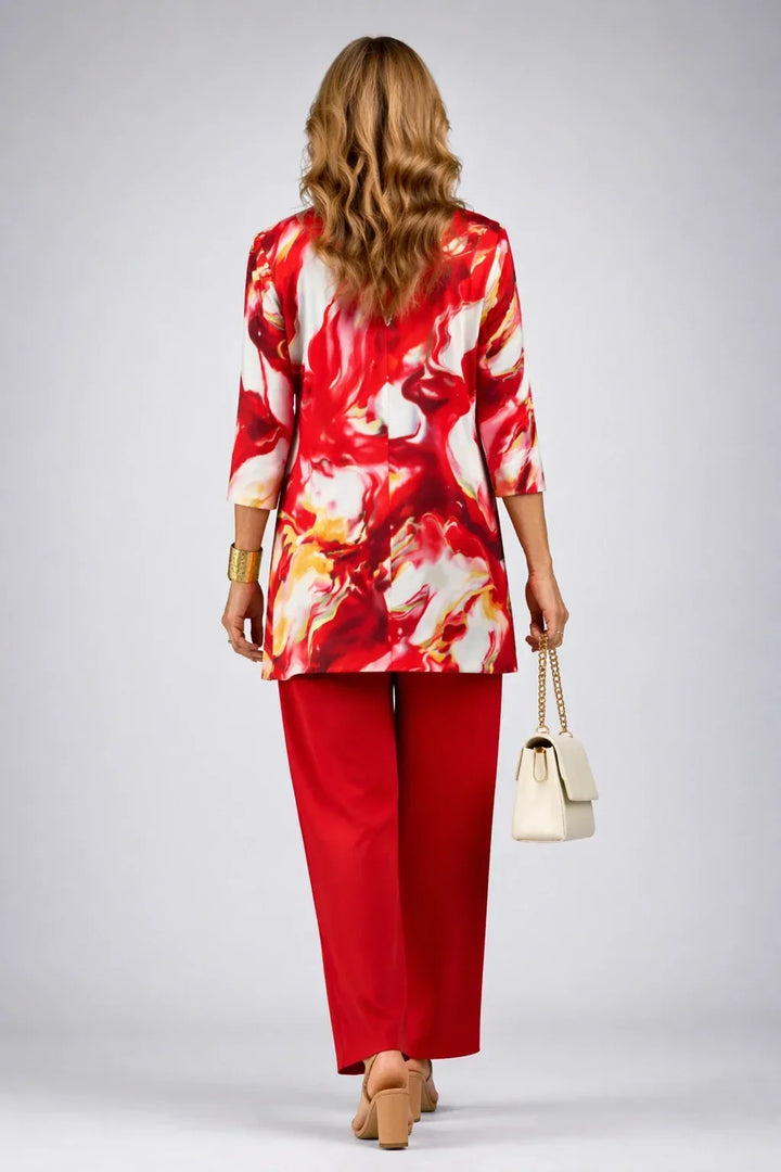 Theodora | Red Spiral Print Three-Piece Outfit