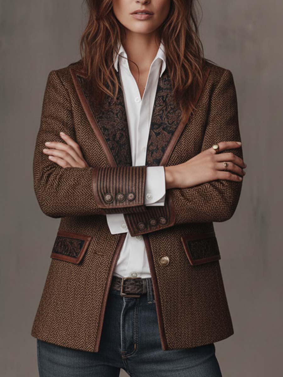 Gisèle | Blazer with Printed Chevron Panels