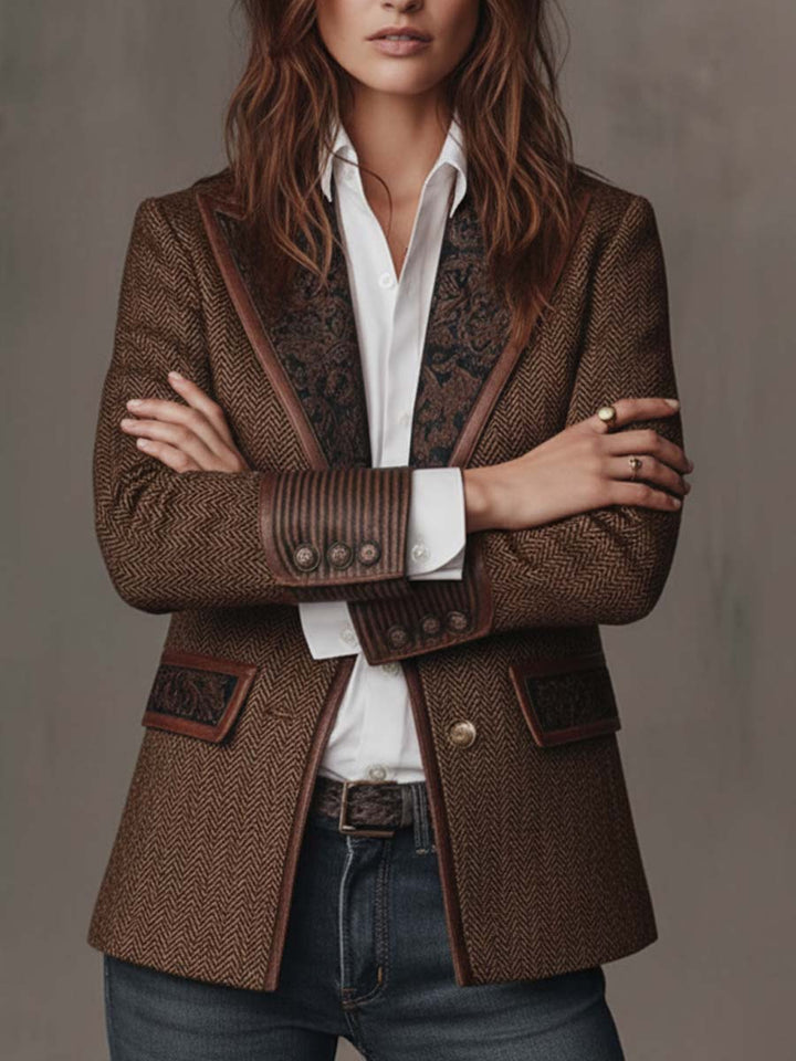 Gisèle | Blazer with Printed Chevron Panels