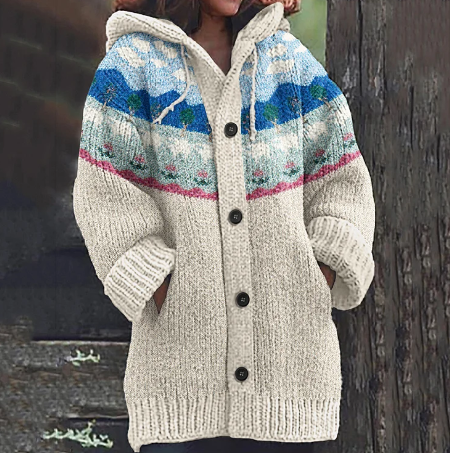 Thea | Warm Knitted Hooded Cardigan