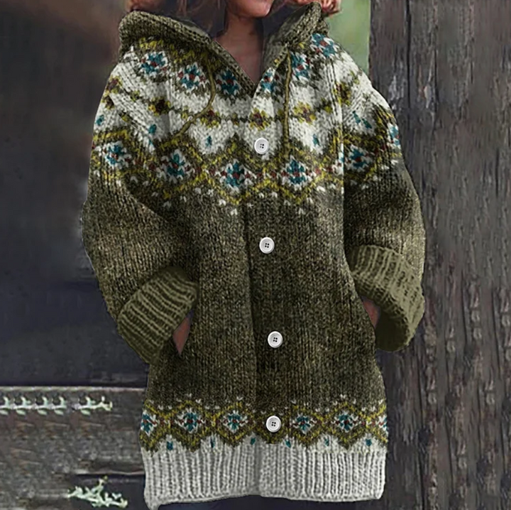 Gerdina | Warm Knitted Hooded Cardigan