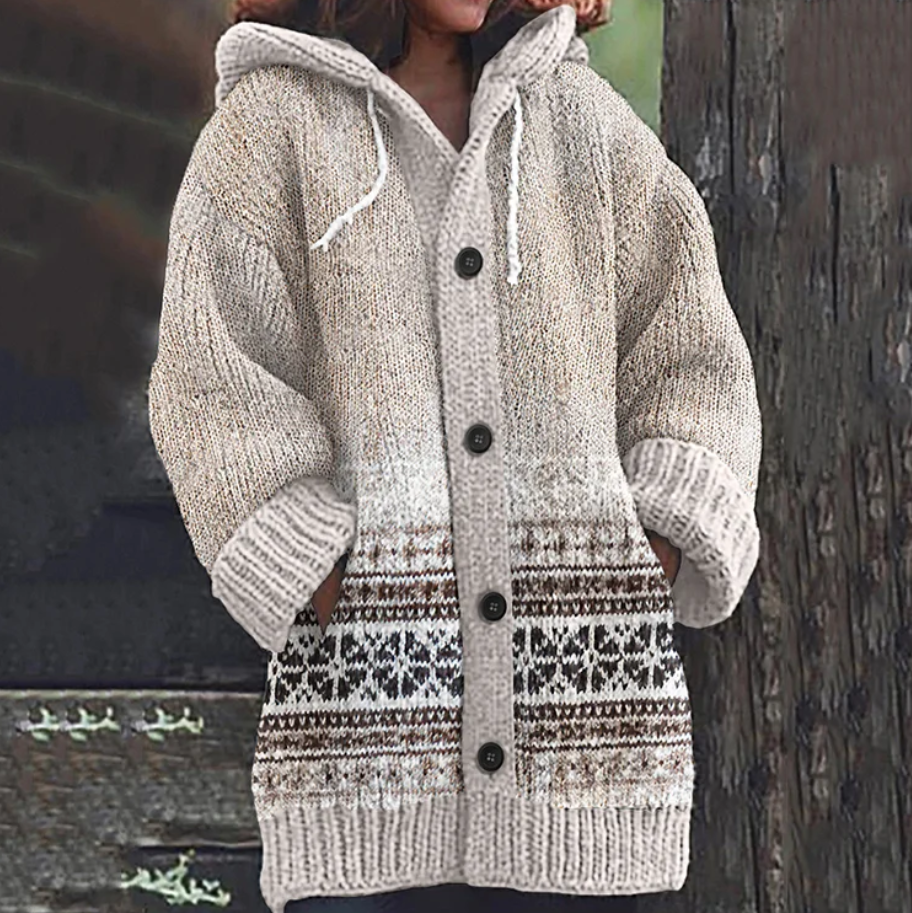 Thea | Warm Knitted Hooded Cardigan