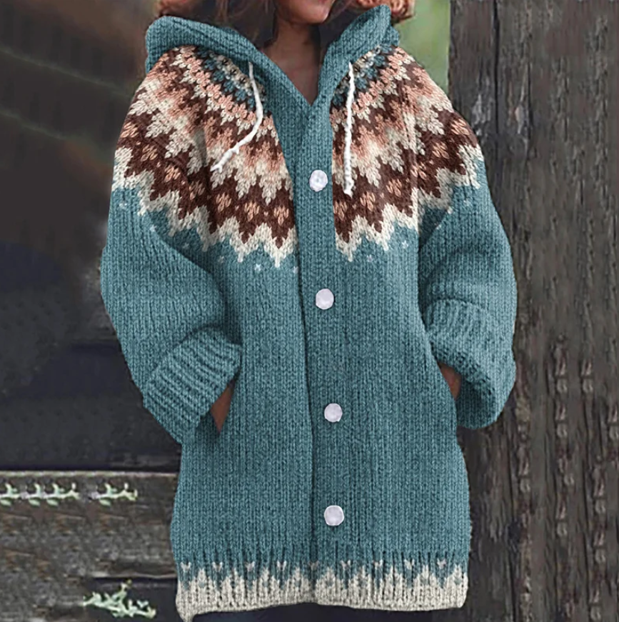 Boukje | Warm Knitted Hooded Cardigan