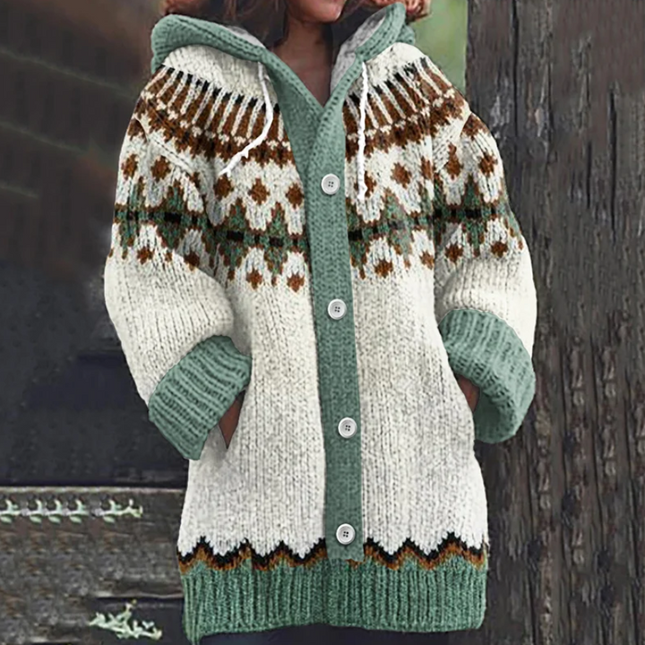 Thea | Warm Knitted Hooded Cardigan
