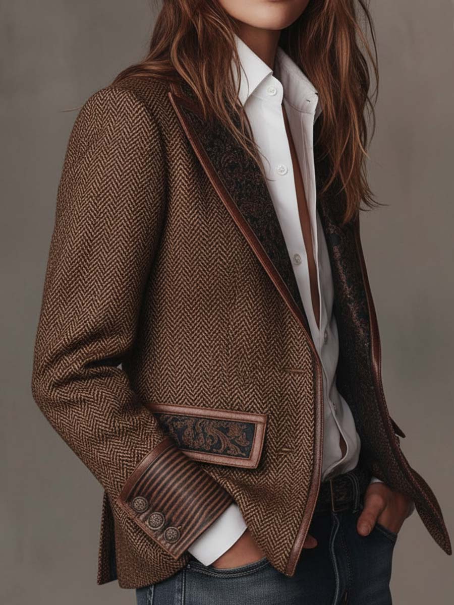 Gisèle | Blazer with Printed Chevron Panels