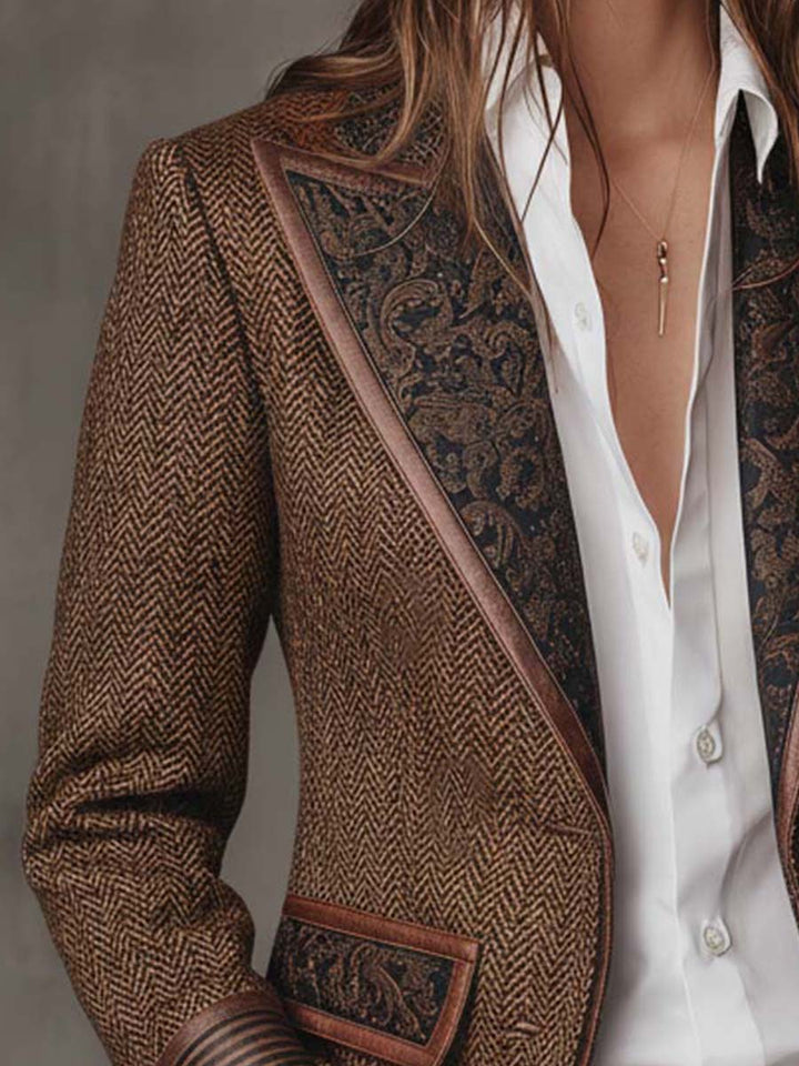 Gisèle | Blazer with Printed Chevron Panels