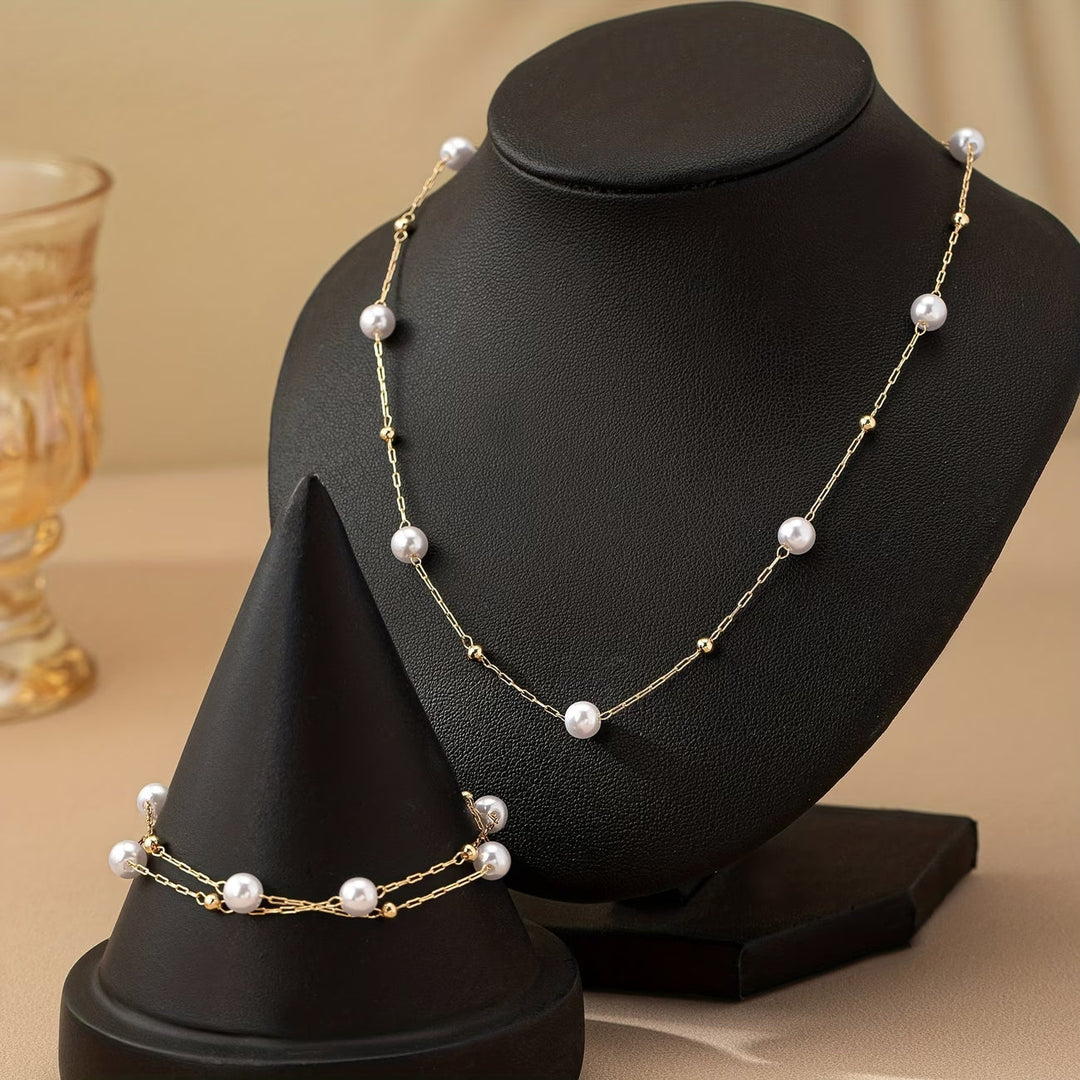 Delicate Pearl Necklace Jewellery Set