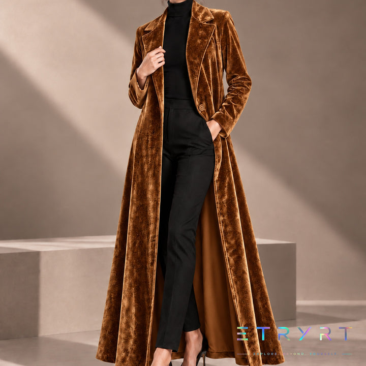 Béatrice | Long Open Velvet Coat