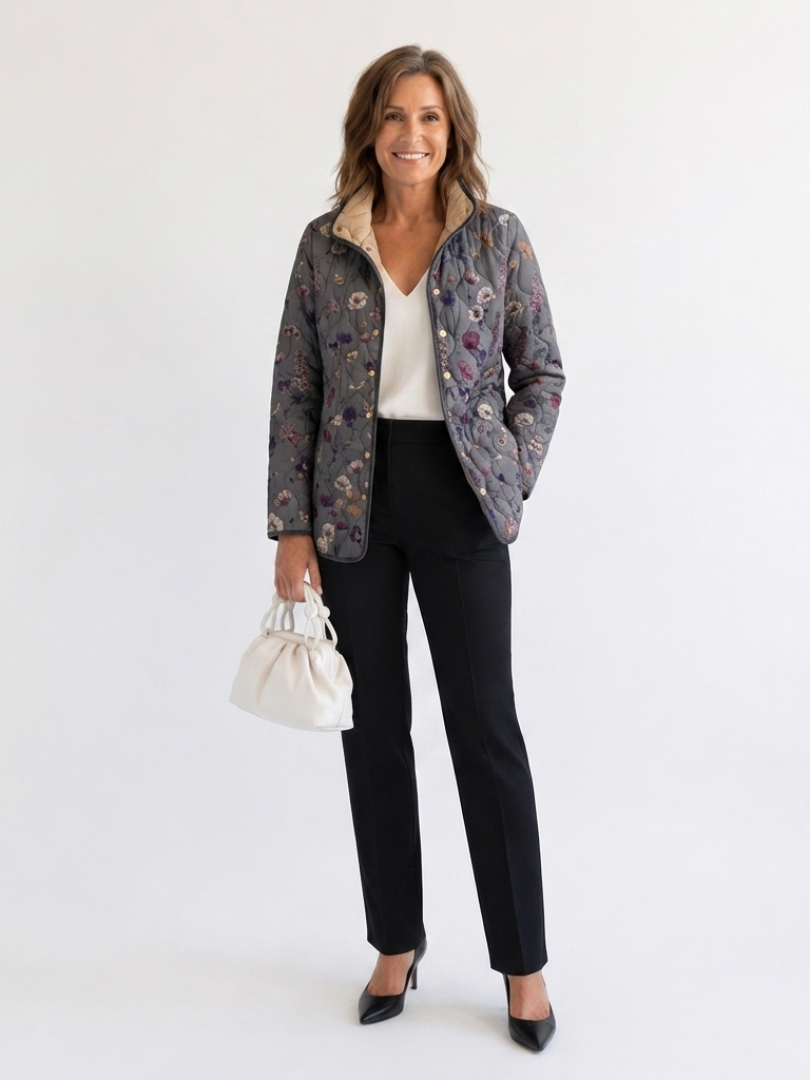 Nathalie Quilted Dried Flowers Jacket