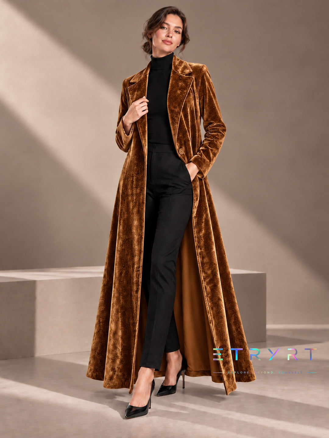 Béatrice | Long Open Velvet Coat