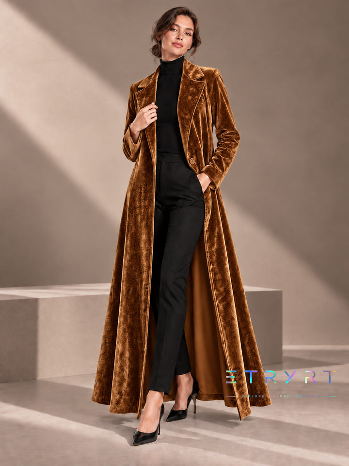 Béatrice | Long Open Velvet Coat