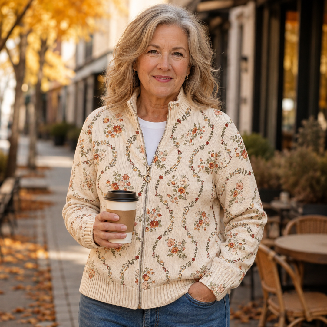 Machteld | Floral Vine Zip Cardigan