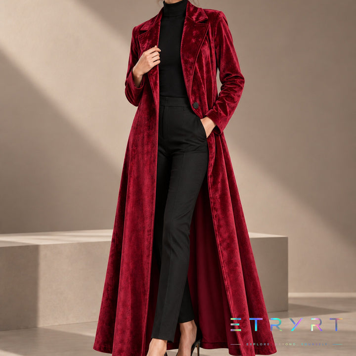 Béatrice | Long Open Velvet Coat
