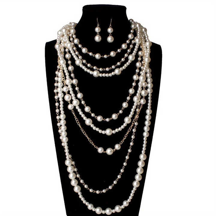 Boho Statement Multi-Layer Pearl Set