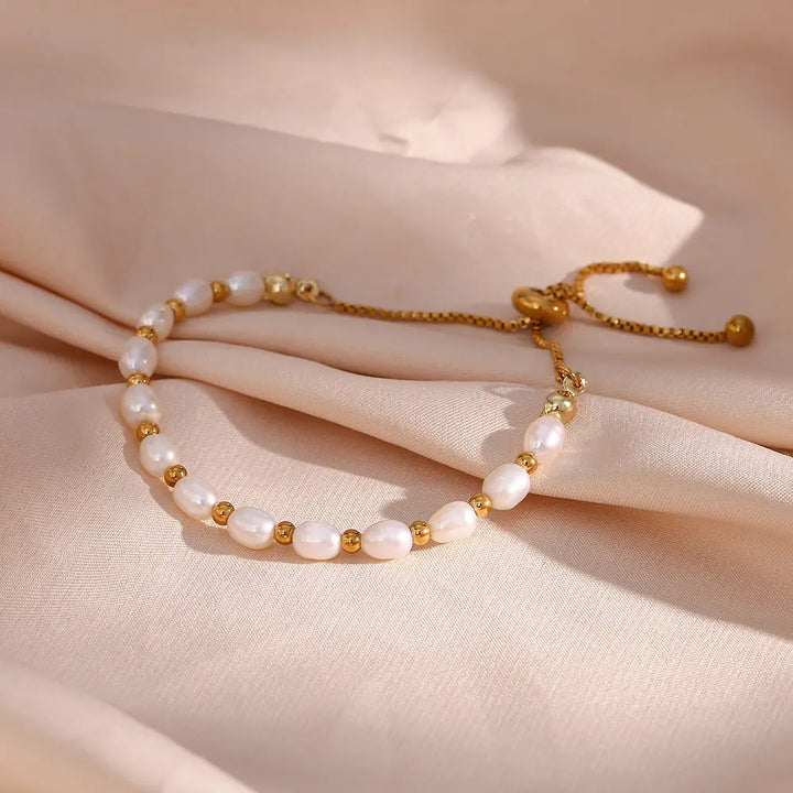 Elegant Gold Pearl Bracelet