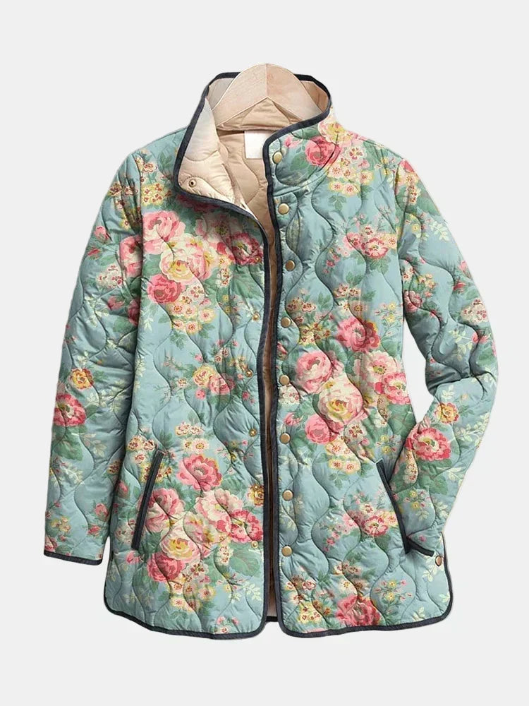 Mathilde Quilted Celadon Roses Jacket