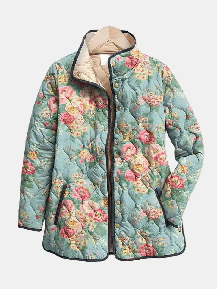 Mathilde Quilted Celadon Roses Jacket