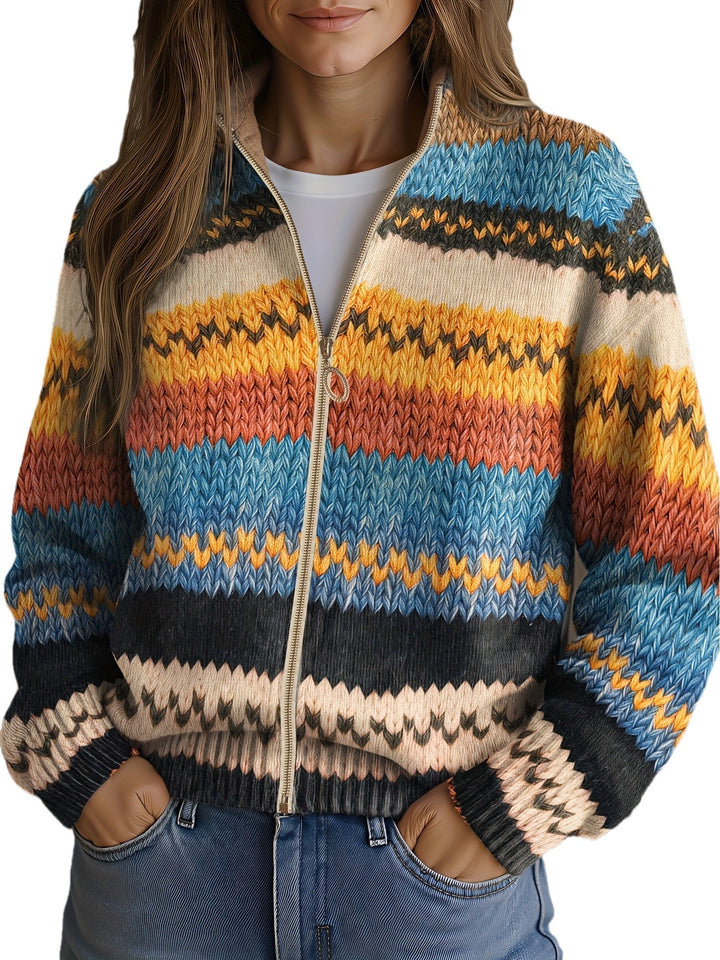 Coba | Zigzag Striped Knitted Cardigan