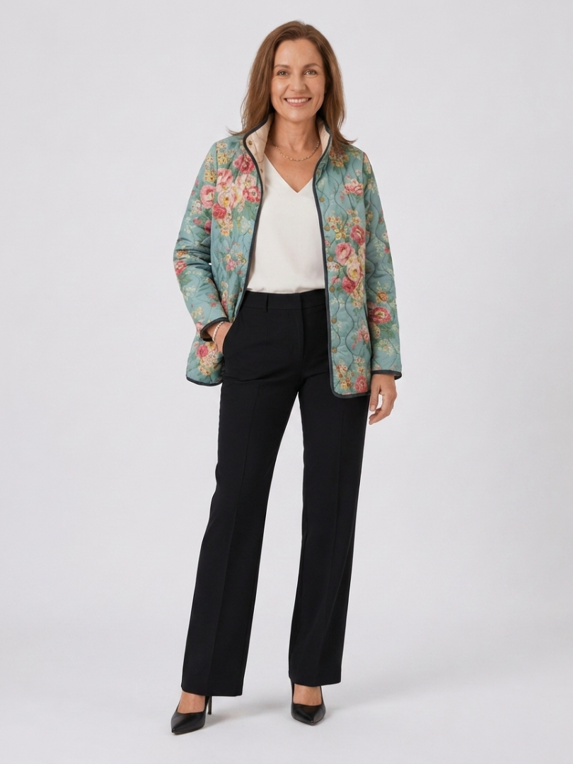 Mathilde Quilted Celadon Roses Jacket