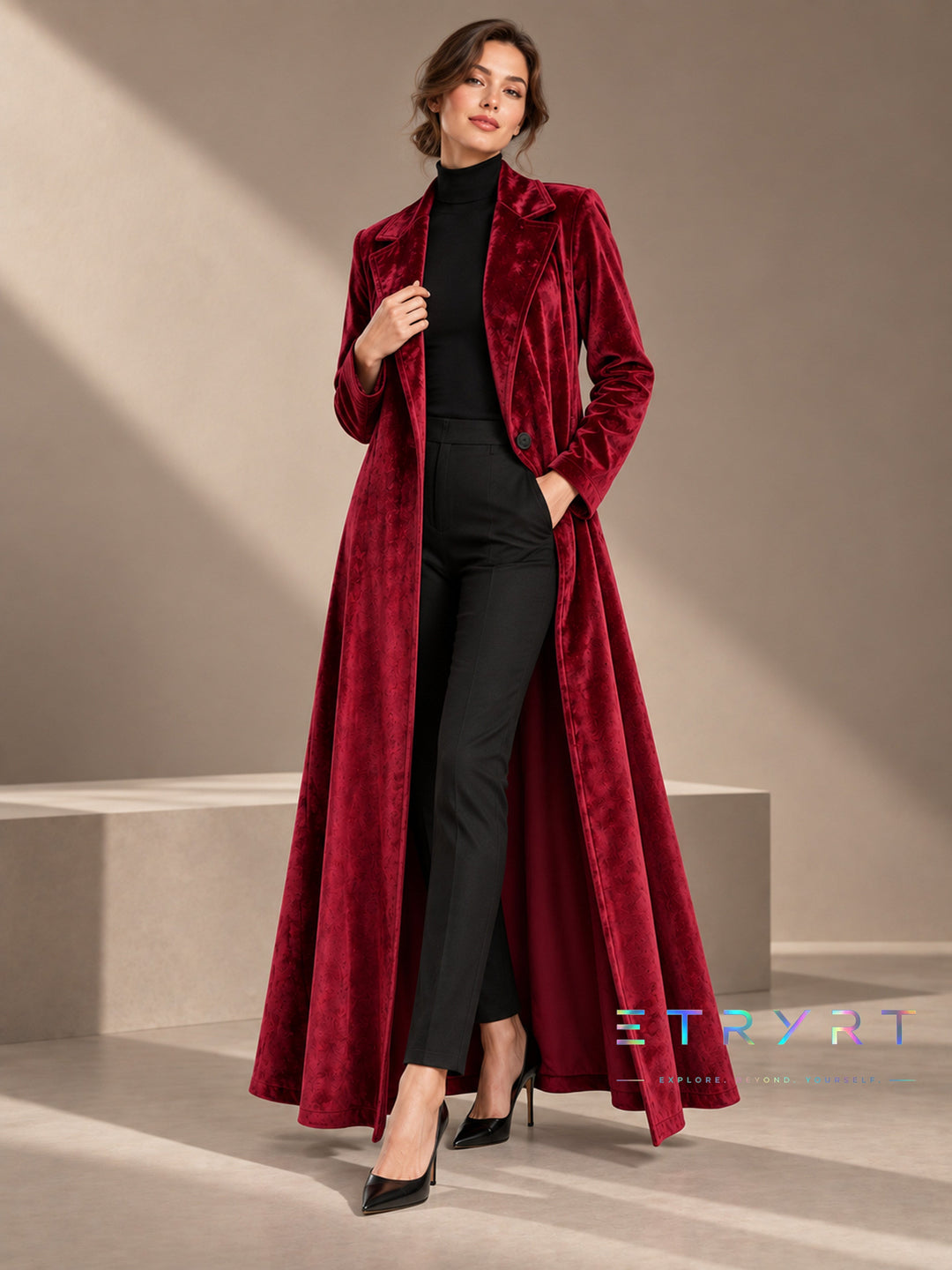 Béatrice | Long Open Velvet Coat