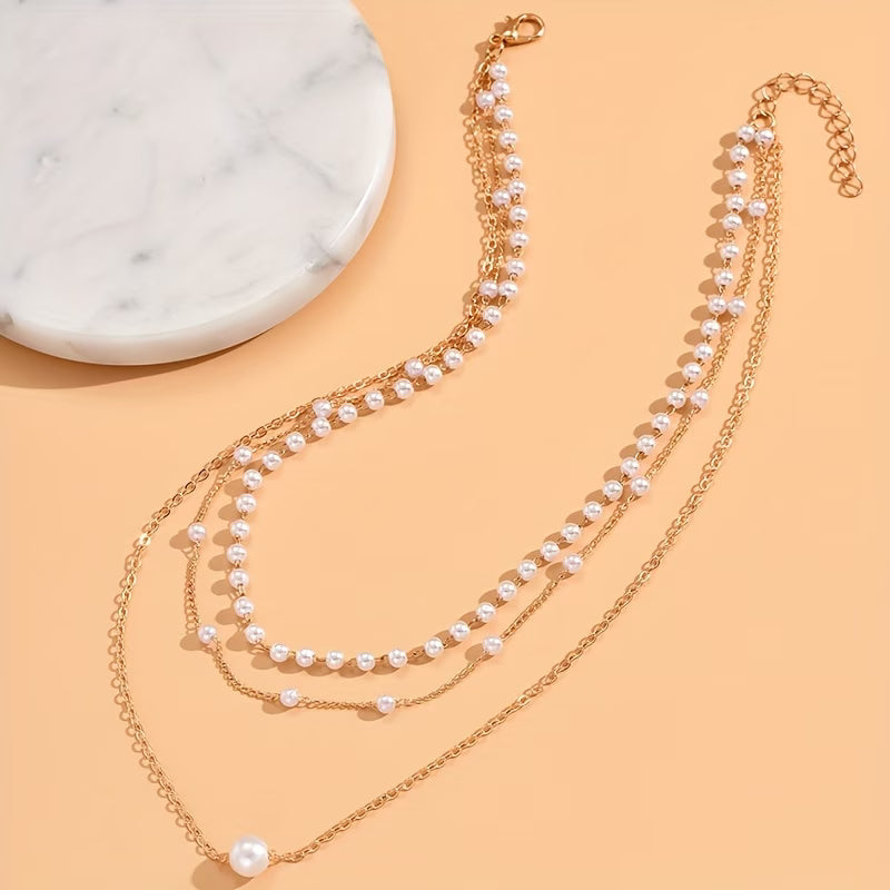 Trinity Three-Layer Pearl Necklace Set