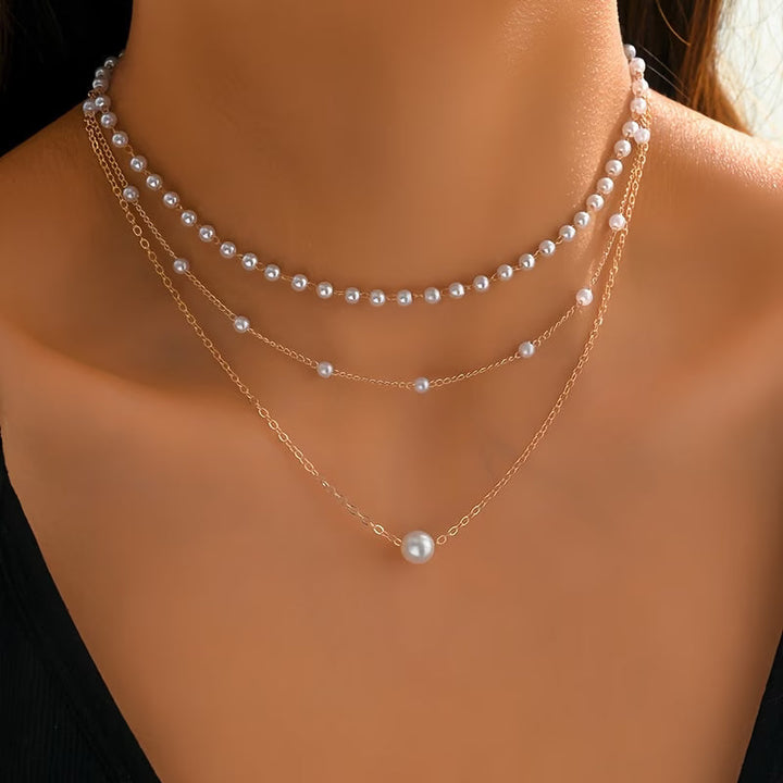 Trinity Three-Layer Pearl Necklace Set