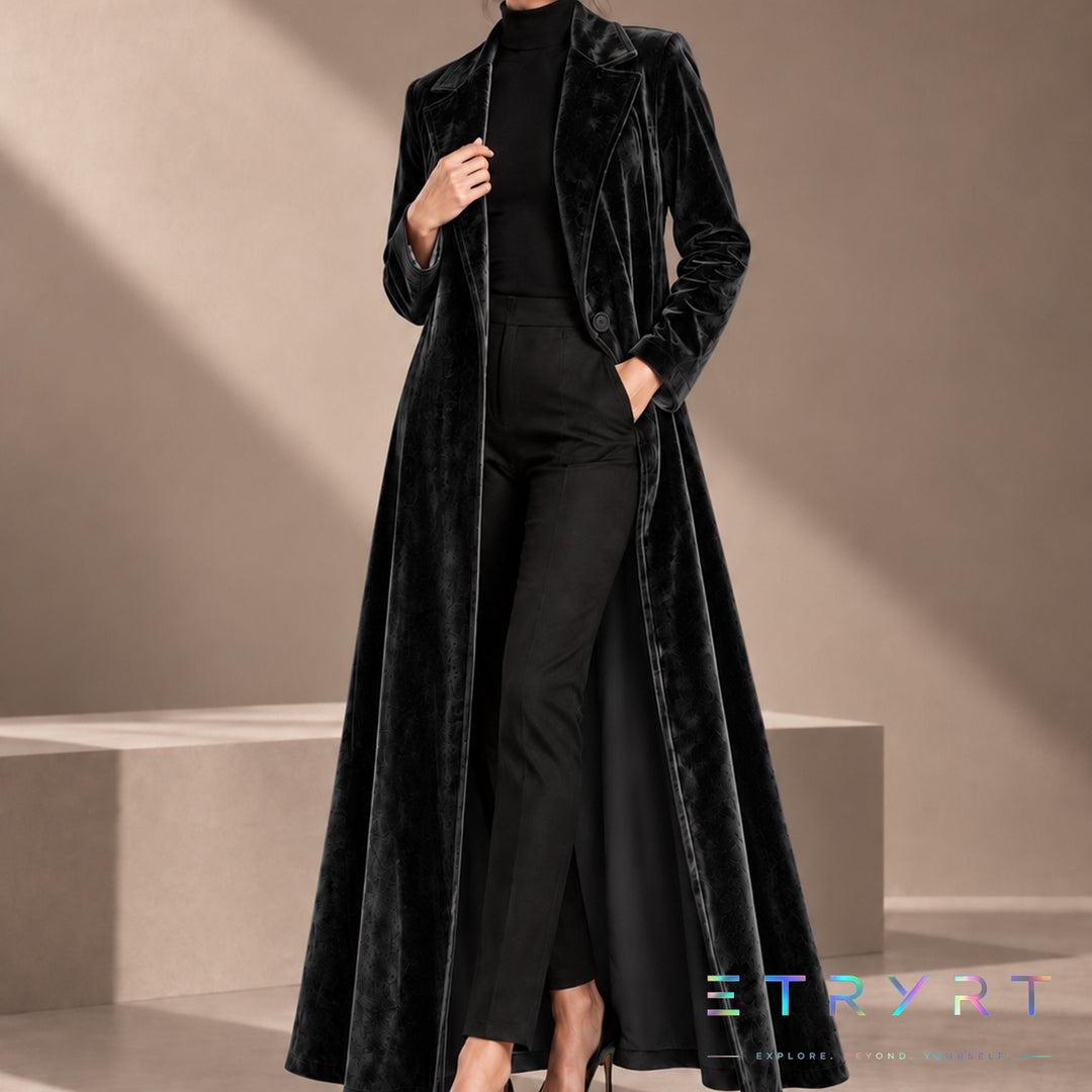 Béatrice | Long Open Velvet Coat