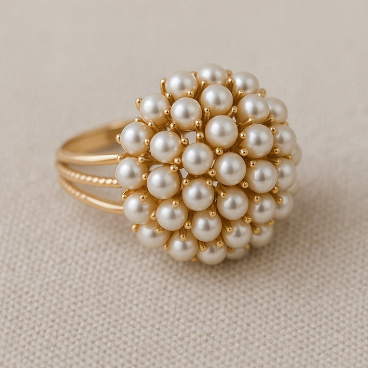 Classic Gold Inlaid Pearl Ring