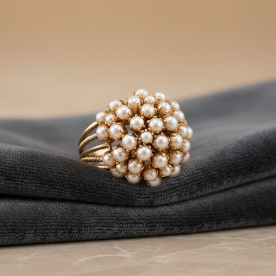 Classic Gold Inlaid Pearl Ring