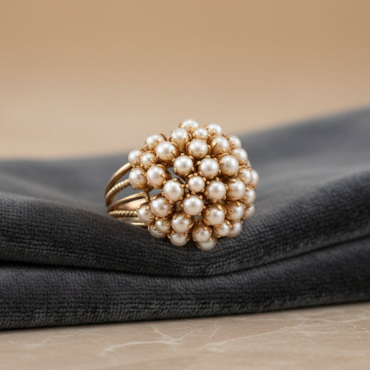 Classic Gold Inlaid Pearl Ring