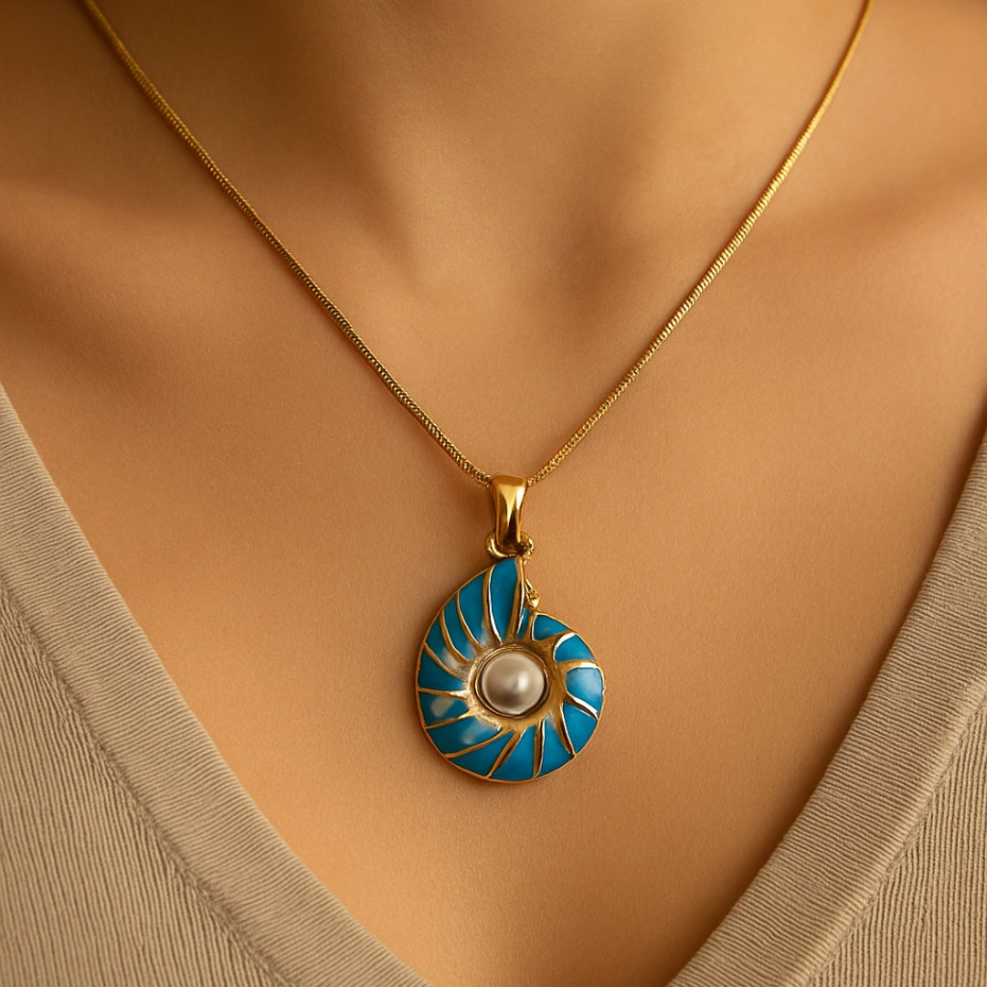 Blue Shell Pearl Necklace