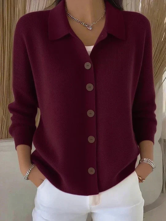 Jetske | Collared Button-Front Cardigan