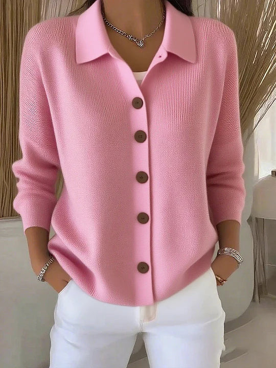 Jetske | Collared Button-Front Cardigan