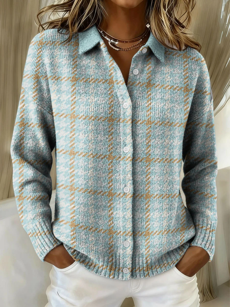 Sofie | Sky Check Button Knit