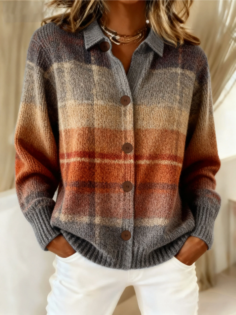 Karin | Autumn Ombre Check Cardigan