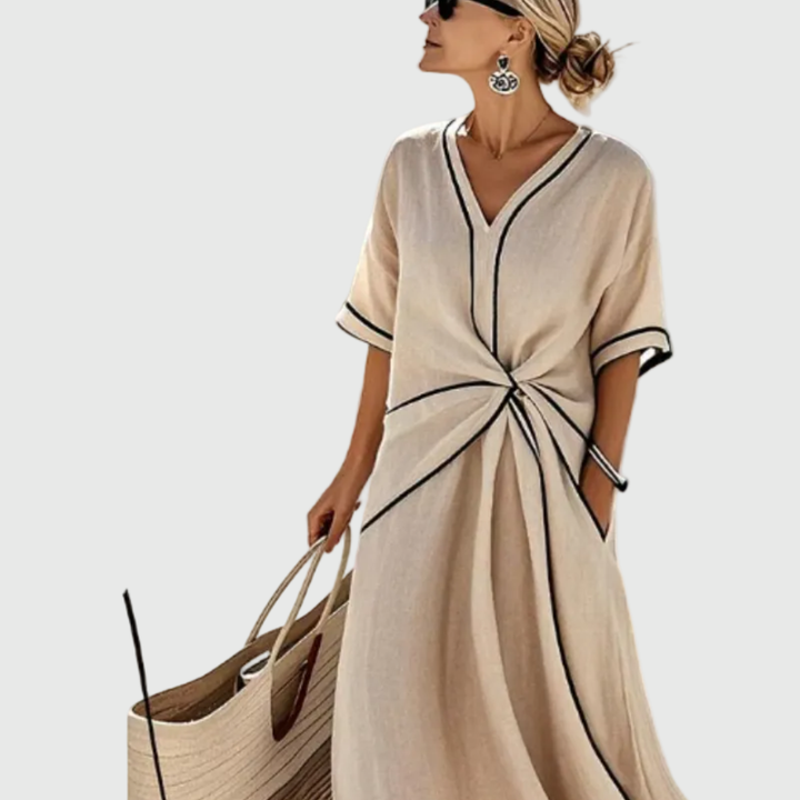 Helena | Robe Maxi Côte Drapée