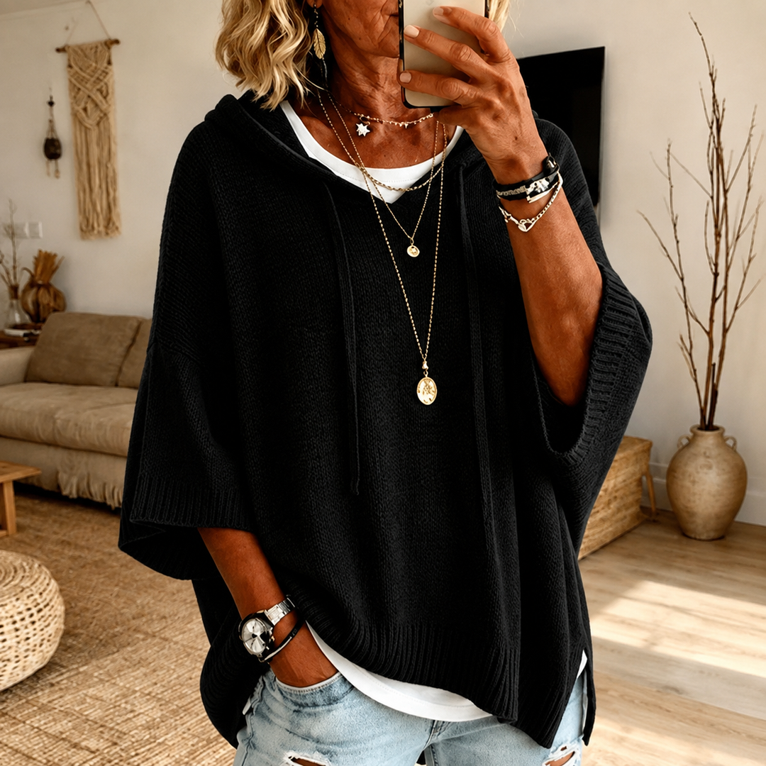 Sophie – Black Poncho Jumper