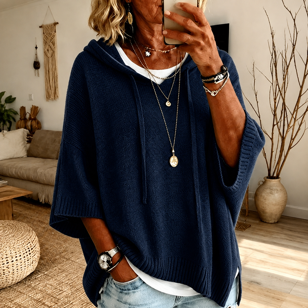 Juliette – Navy Poncho Jumper