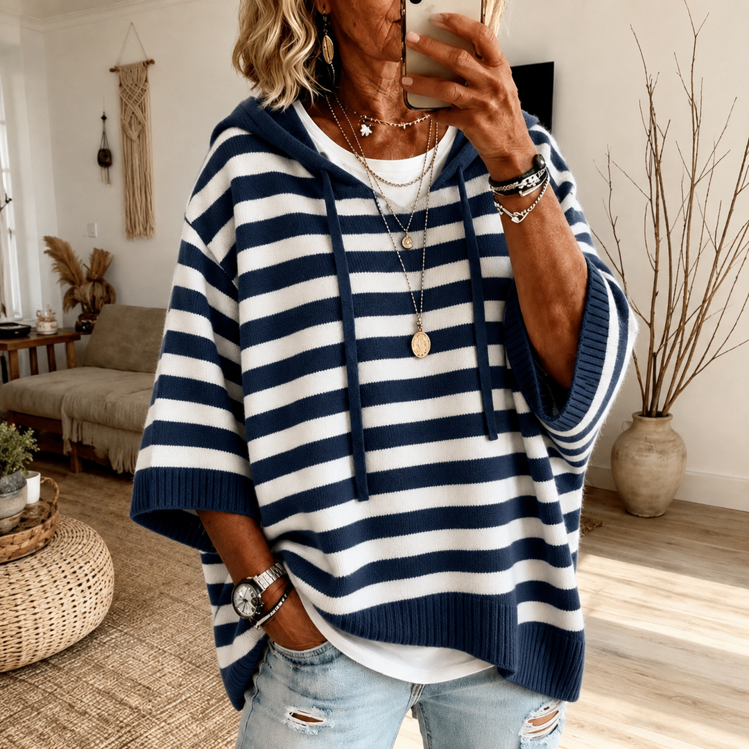 Marine – Navy Striped Poncho Jumper