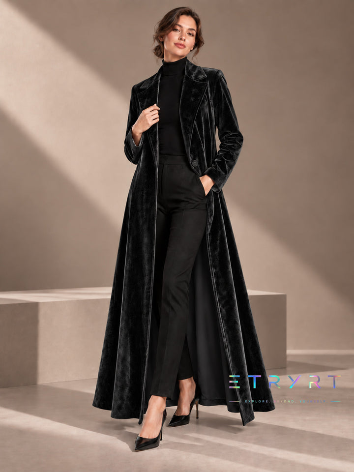 Béatrice | Long Open Velvet Coat