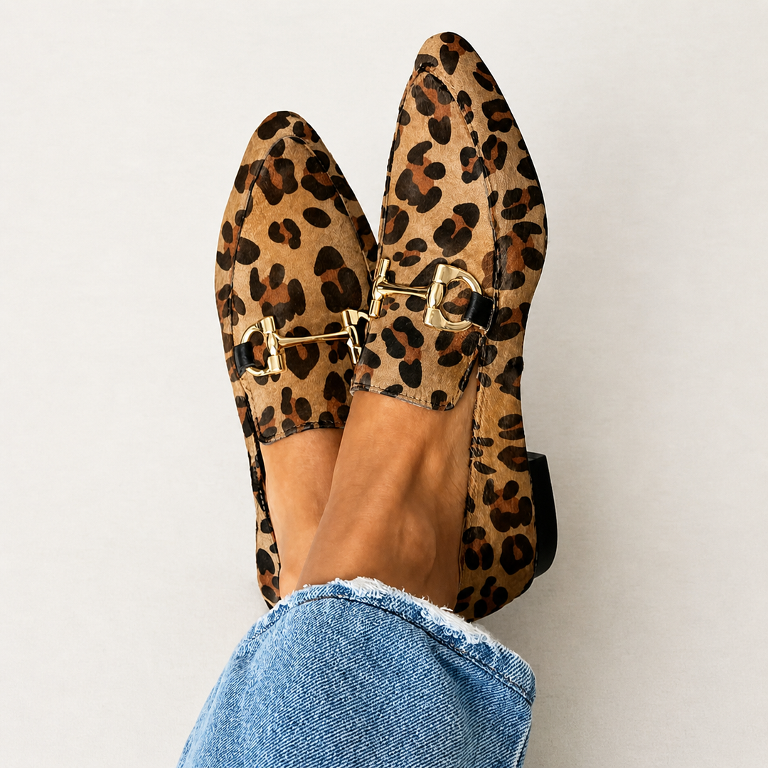 Gia | Elegant Leopard Print Loafers