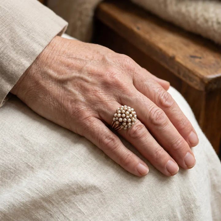 Classic Gold Inlaid Pearl Ring