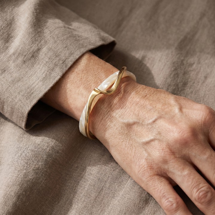 Elegant Gold White Opal Bracelet
