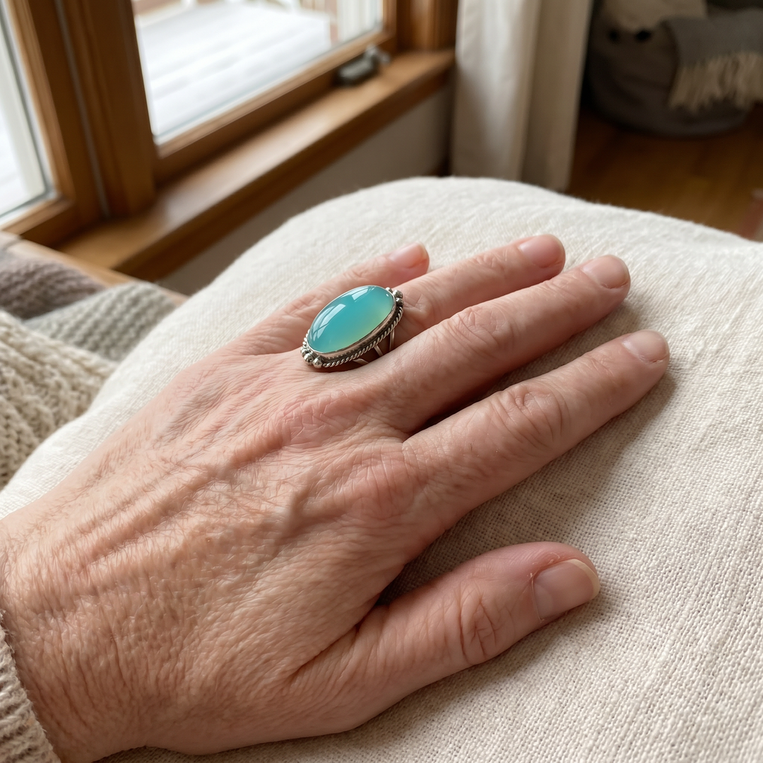 Noemi Turquoise Ring with Braided Band