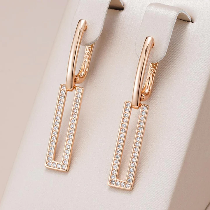 Elegant Gold Open Rectangle Earrings