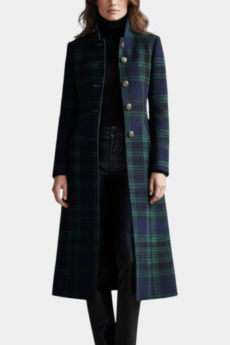 Rébecca | Fitted Mid-Length Check Coat