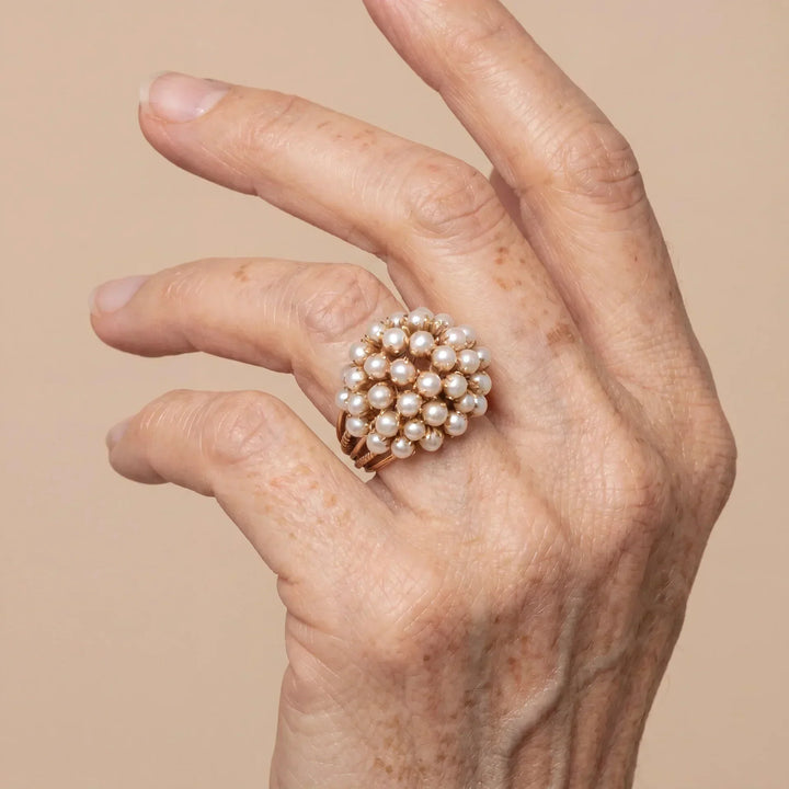 Classic Gold Inlaid Pearl Ring