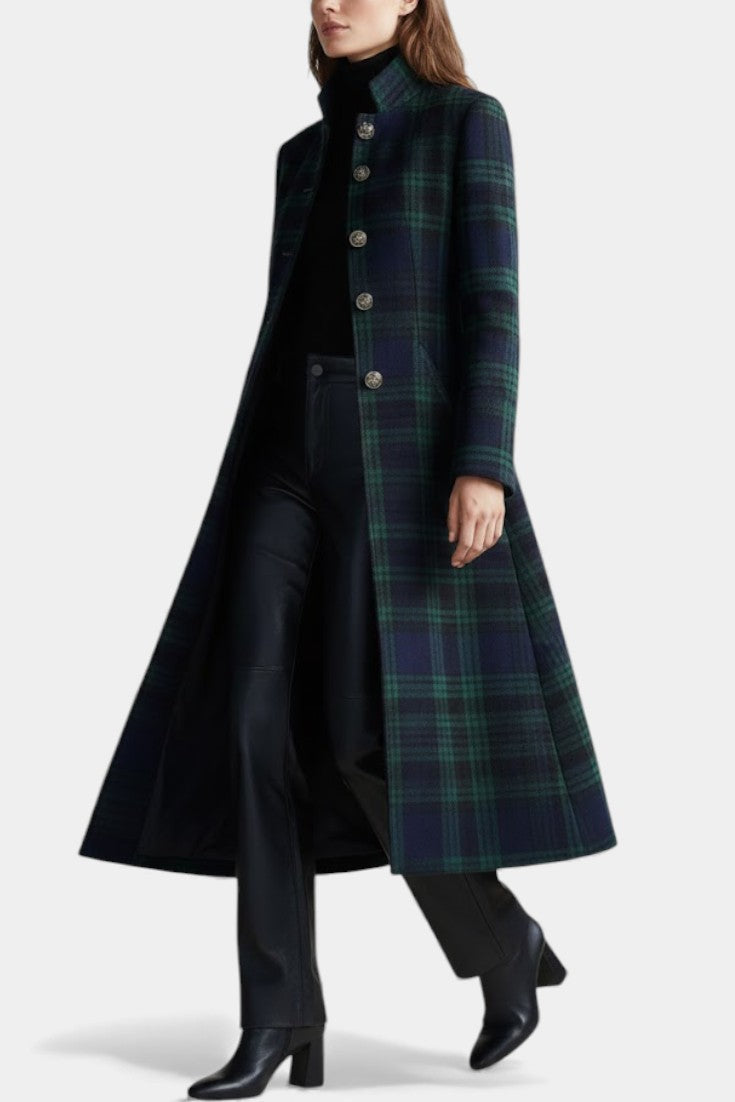Rébecca | Fitted Mid-Length Check Coat