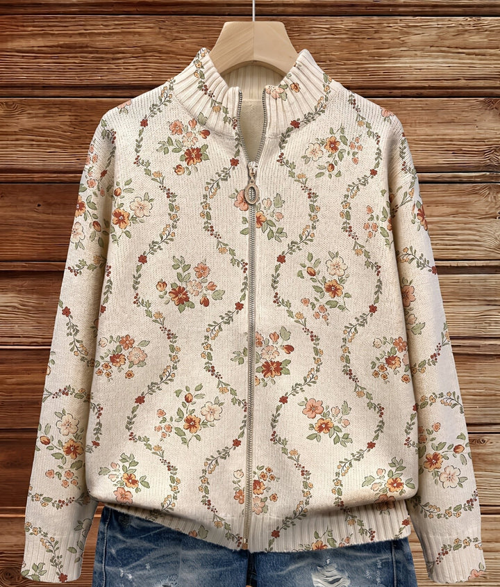 Machteld | Floral Vine Zip Cardigan